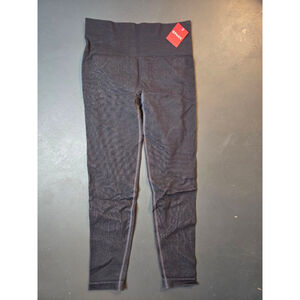 Women's SPANX Seamless Track Stripe Leggings M Gray Black